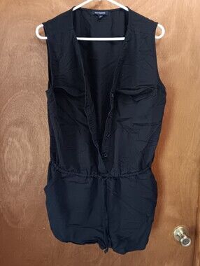 Max Edition Black Sleeveless Button Romper